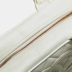 Pre Owned Chanel White CC Quilted Caviar Bowling Bag