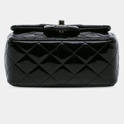 Pre Owned Chanel Black Mini Square Classic Patent Single Flap