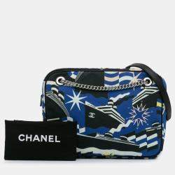 Pre Owned Chanel Black Blue Small Canvas La Pausa Bay Camera Bag