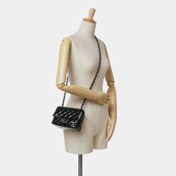 Pre Owned Chanel Black Mini Square Classic Patent Single Flap