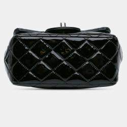 Pre Owned Chanel Black Mini Square Classic Patent Single Flap