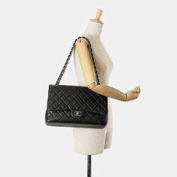 Pre Owned Chanel Black Maxi Classic Caviar Single Flap