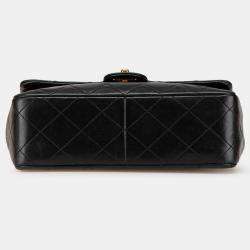 Pre Owned Chanel Black Small Square Quilted Lambskin Flap