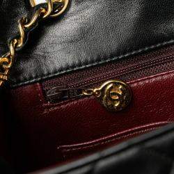 Pre Owned Chanel Black Small Square Quilted Lambskin Flap