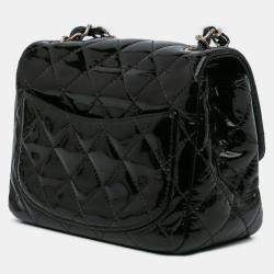 Pre Owned Chanel Black Mini Square Classic Patent Single Flap