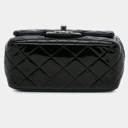 Pre Owned Chanel Black Mini Square Classic Patent Single Flap
