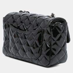 Pre Owned Chanel Black Mini Rectangular Classic Patent Single Flap