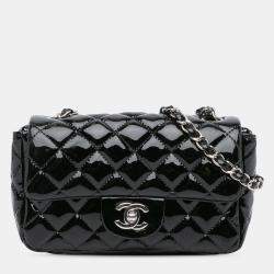 Pre Owned Chanel Black Mini Rectangular Classic Patent Single Flap