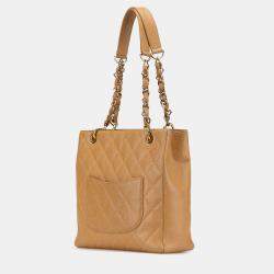 Pre Owned Chanel Brown Caviar Petite Shopping Tote