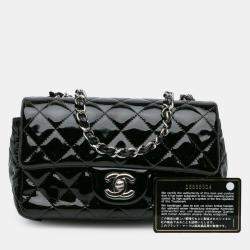 Pre Owned Chanel Black Mini Rectangular Classic Patent Single Flap