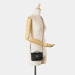 Pre Owned Chanel Black Mini Caviar Business Affinity Top Handle Bag