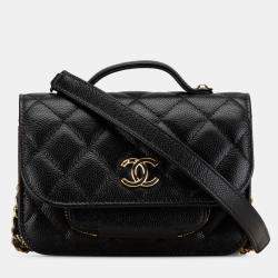 Pre Owned Chanel Black Mini Caviar Business Affinity Top Handle Bag
