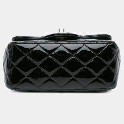 Pre Owned Chanel Black Mini Square Classic Patent Single Flap