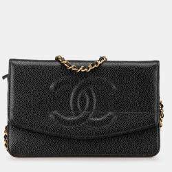 Pre Owned Chanel Black CC Caviar Wallet on Chain