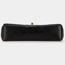Pre Owned Chanel Black Medium Classic Lambskin Kelly Flap
