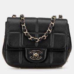 Pre Owned Chanel Black Mini Square Lambskin Resin Crystal Monacoco Flap