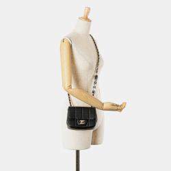 Pre Owned Chanel Black Mini Square Lambskin Resin Crystal Monacoco Flap