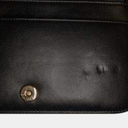 Pre Owned Chanel Black Quilted Crackled Patent Calfskin Pearl Wallet On Chain