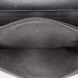 Pre Owned Chanel Black Quilted Crackled Patent Calfskin Pearl Wallet On Chain