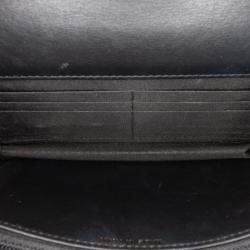 Pre Owned Chanel Black Quilted Crackled Patent Calfskin Pearl Wallet On Chain