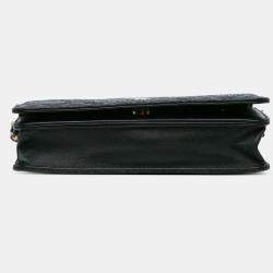 Pre Owned Chanel Black Quilted Crackled Patent Calfskin Pearl Wallet On Chain