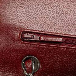 Pre Owned Chanel Red Medium Classic Caviar Double Flap