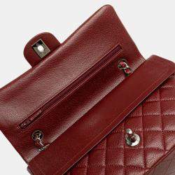 Pre Owned Chanel Red Medium Classic Caviar Double Flap