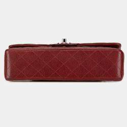 Pre Owned Chanel Red Medium Classic Caviar Double Flap