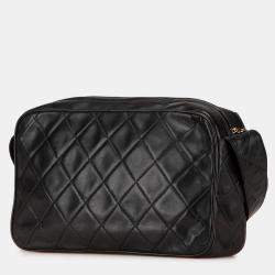 Pre Owned Chanel Black CC Quilted Lambskin Tassel Crossbody