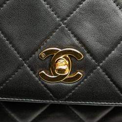 Pre Owned Chanel Black CC Quilted Lambskin Tassel Crossbody
