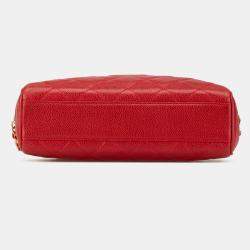 Pre Owned Chanel Red CC Quilted Caviar Chain Camera Bag