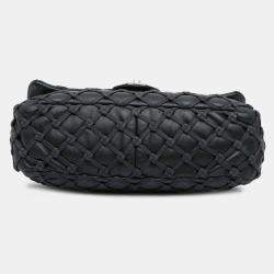 Pre Owned Chanel Black Jumbo Calfskin Canebiers Net Flap