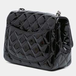 Pre Owned Chanel Black Mini Square Classic Patent Single Flap