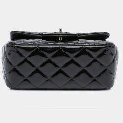 Pre Owned Chanel Black Mini Square Classic Patent Single Flap