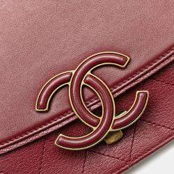 Pre Owned Chanel Red Medium Calfskin Coco Curve Flap