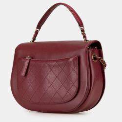 Pre Owned Chanel Red Medium Calfskin Coco Curve Flap