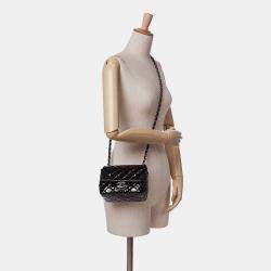 Pre Owned Chanel Black Mini Square Classic Patent Single Flap