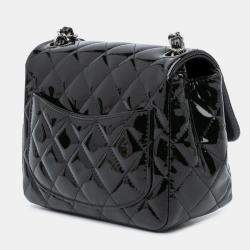 Pre Owned Chanel Black Mini Square Classic Patent Single Flap