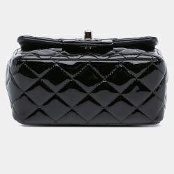 Pre Owned Chanel Black Mini Square Classic Patent Single Flap