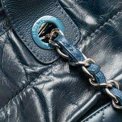 Pre Owned Chanel Navy Blue Medium Glazed Calfskin and Caviar Deauville Tote