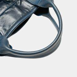 Pre Owned Chanel Navy Blue Medium Glazed Calfskin and Caviar Deauville Tote