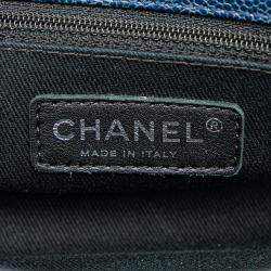 Pre Owned Chanel Blue Quilted Iridescent Caviar Chic Shopping Tote