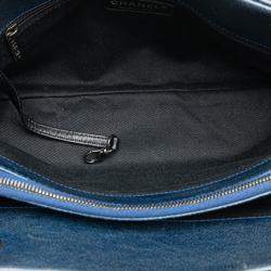 Pre Owned Chanel Blue Quilted Iridescent Caviar Chic Shopping Tote