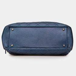 Pre Owned Chanel Blue Quilted Iridescent Caviar Chic Shopping Tote