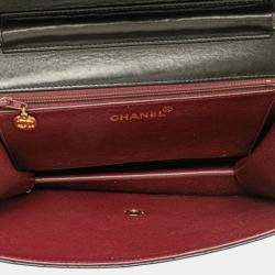 Pre Owned Chanel Black Medium CC Quilted Lambskin Single Flap