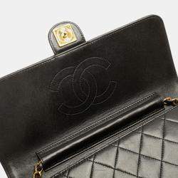 Pre Owned Chanel Black Medium CC Quilted Lambskin Single Flap