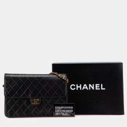 Pre Owned Chanel Black Medium CC Quilted Lambskin Single Flap