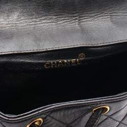 Pre Owned Chanel Matelasse Backpack Bag In Lambskin Leather  Black