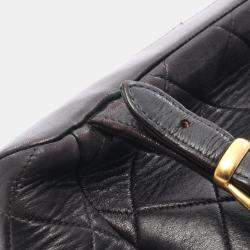 Pre Owned Chanel Matelasse Backpack Bag In Lambskin Leather  Black