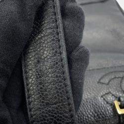 Pre Owned Chanel Backpack Coco Mark Caviar Skin Black